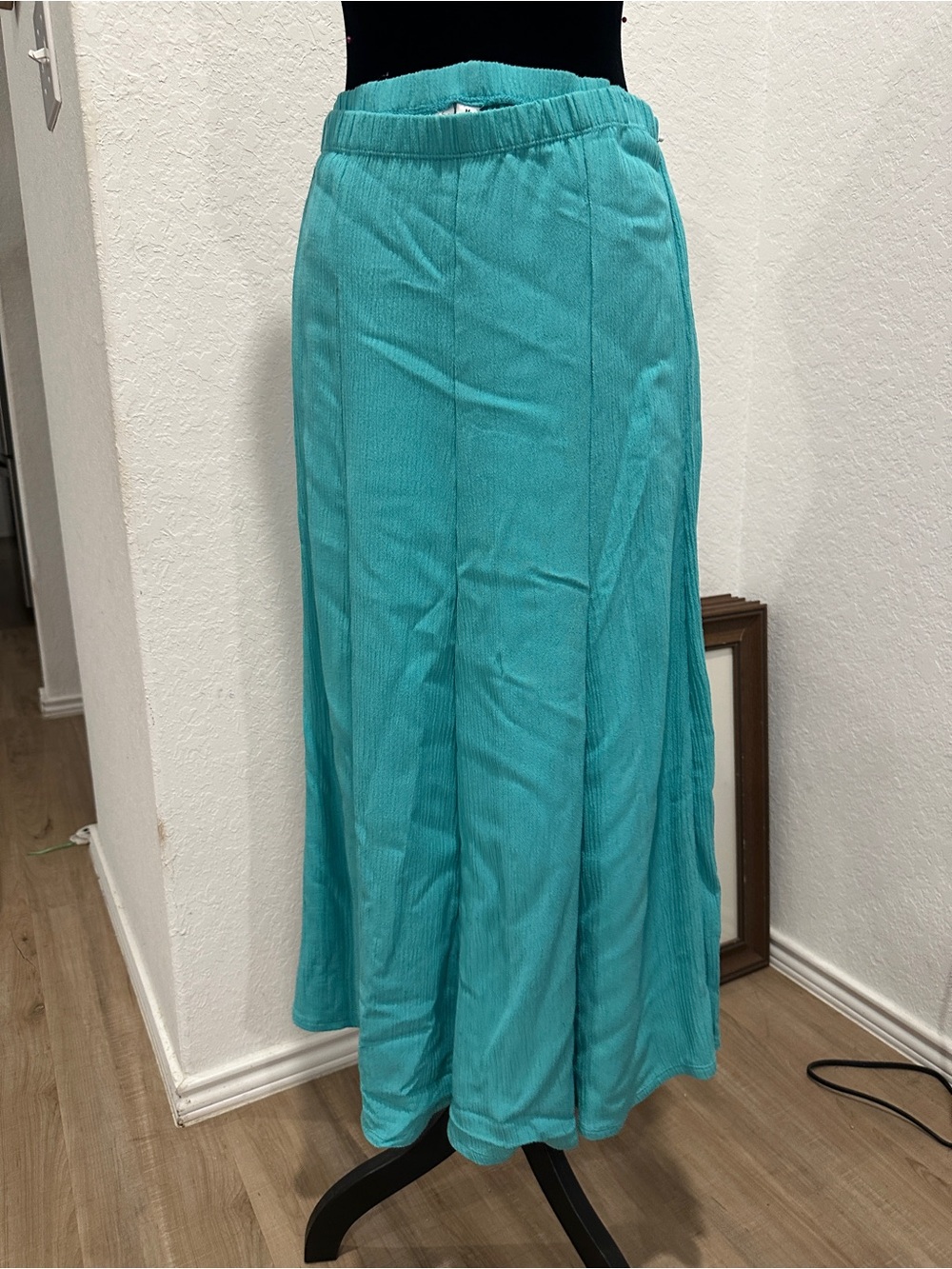 Susan Graver Teal Maxi Skirt with Elastic Waist